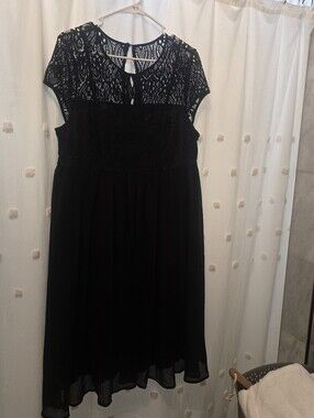 Shein "Belle" Curve Black Lace Bodice Midi Dress - Size 1x Nwt!